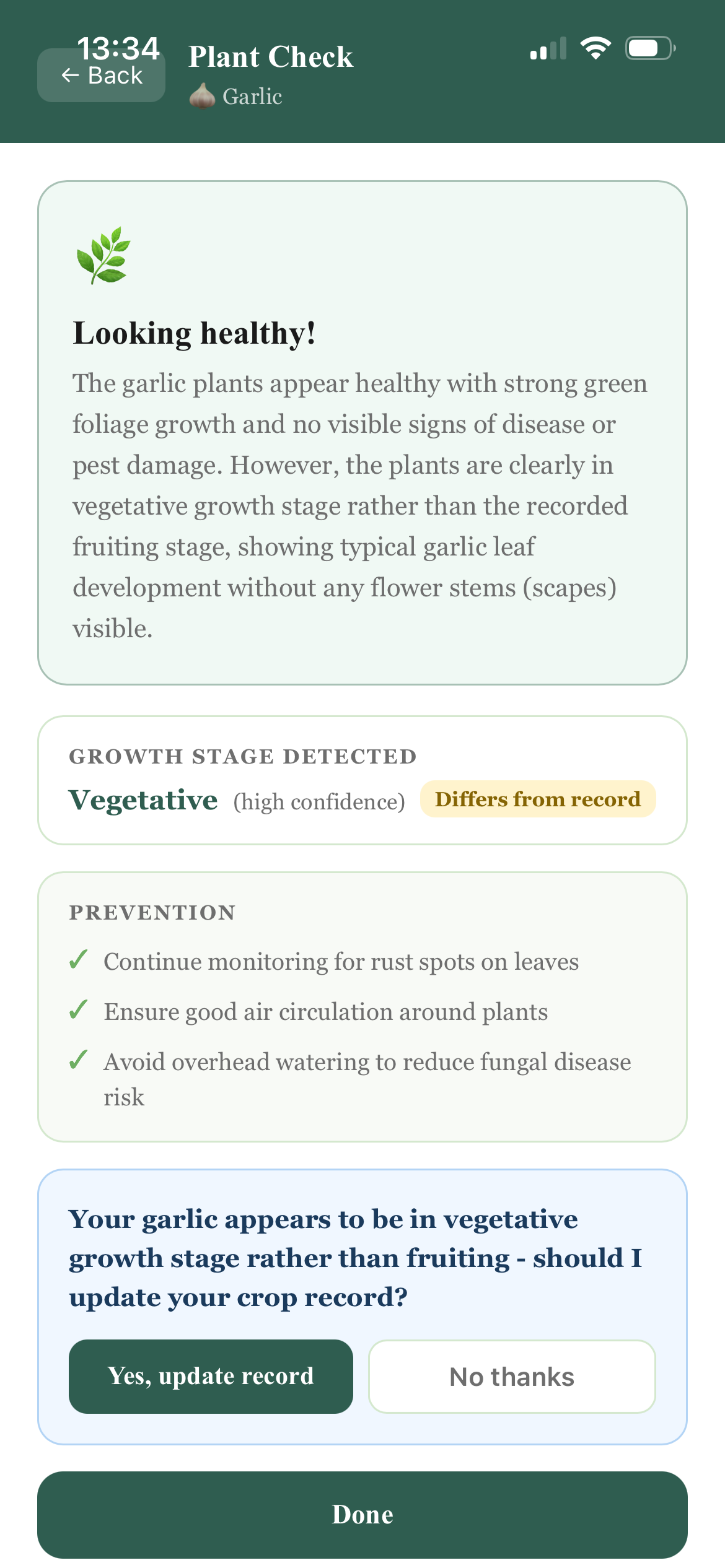 Vercro plant check AI diagnosis