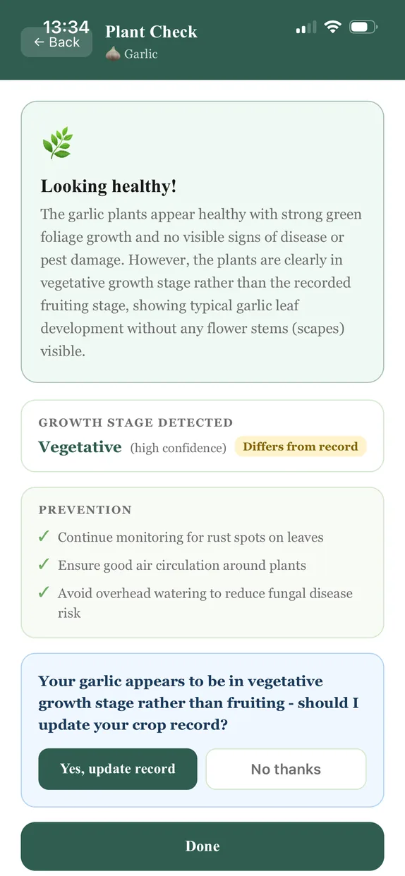 Vercro plant check AI diagnosis
